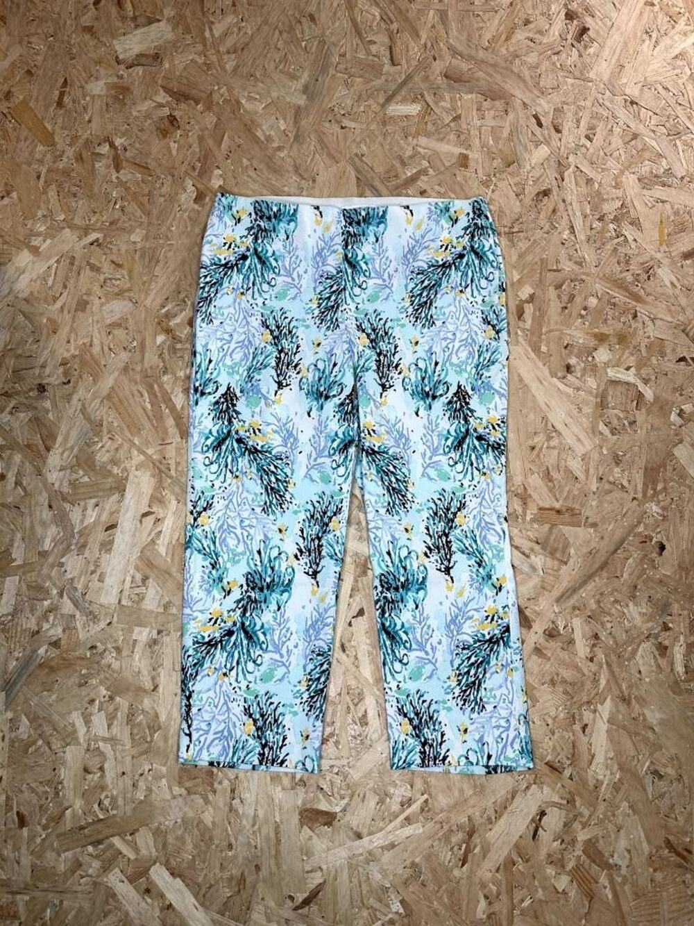 Charter Club Crop Pants Womens 8P Blue Coral Reef Sea Life Pull On Stretch